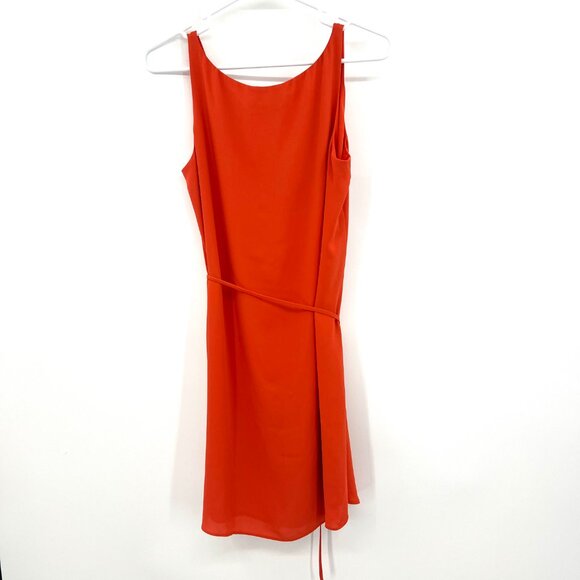 Loft Orange Scoop Neck Belted Sheath Dress Women's Medium Petite - Picture 3 of 3